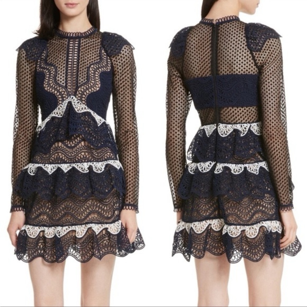 Self-Portrait Lace Pattern Mini Dress size 4 - Picture 2 of 6